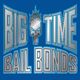 "Big Time Bail Bonds logo with a fiery skull in silver on a blue background."