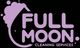 Purple "Full Moon Cleaning Services" logo with bubbles on a black background.