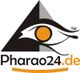 Logo mit Auge des Horus und Text "Pharao24.de" in Schwarz und Orange vor einem Dreieck.