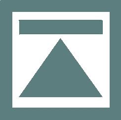 Symbol eines Aufzugs: Quadrat mit Dreieck und Balken oben, auf grünem Hintergrund.