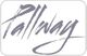 "Graues, stilvolles Logo mit dem Wort 'Pallway' in geschwungener Schrift auf weißem Hintergrund."