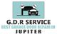 Garage door service logo; reads "Best Garage Door Repair in Jupiter." Features car and tools.