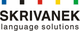 Logo von Skrivanek Language Solutions mit bunten Quadraten oben.