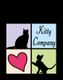 Logo mit Katzen-Silhouetten, einem Herz und dem Text "Kitty Company" in bunten Quadraten.