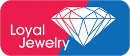 Loyal Jewelry logo with a white diamond on red and blue background.