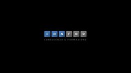 Logo "CONFOR" su sfondo nero, con scritta "Consulenza & Formazione" in piccolo sotto.