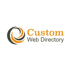Logo with circular design and text: "Custom Web Directory" in orange and gray.