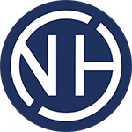 Logo mit weißen Initialen "NH" in einem blauen Kreis.
