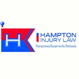 Logo of Hampton Injury Law, with "H" design in red and blue. Slogan: "Your personal lawyer."