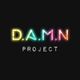 Texto neon colorido: "D.A.M.N Project" em fundo preto.
