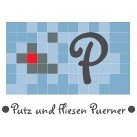 Logo mit Mosaik und Buchstabe "P", darunter Text: "Putz und Fliesen Puerner".