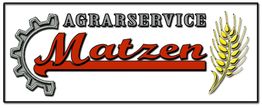 Logo: "AGRARSERVICE Matzen" mit Zahnrad und Weizenähre.