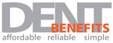 Logo with "DENT BENEFITS" and the words "affordable," "reliable," "simple" below.
