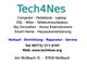 Tech4Nes Logo mit Dienstleistungen: Verkauf, Reparatur, Service. Kontakt: 09773 2118197, tech4nes.org.