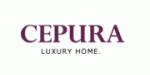 Logo mit der Aufschrift "CEPURA LUXURY HOME" in lila Schrift auf weißem Hintergrund.