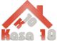 Logo con forma de casa roja y texto "Kasa 10" en letras grises y rojas.