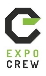 Logo mit schwarzem "C" und grünem Akzent, darunter Text "EXPO CREW" in Grün und Schwarz.