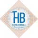 Logo mit blauen Buchstaben "HB" und Text "HOEHRBAU Stavenhagen" in einem rautenförmigen Design.