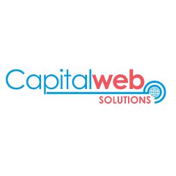 Capital Web Solutions logo with stylized text and a globe icon.