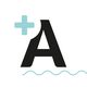 Icono con una "A" negra, un signo más y línea ondulada azul claro abajo.