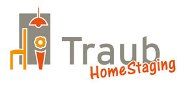 Logo von Traub HomeStaging mit Stuhl, Lampe und Blume in stilisierter Grafik.