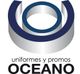 Logotipo de Océano: círculo gris y azul con texto "uniformes y promos OCÉANO" debajo.