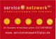 Rotes Banner mit "Service Netzwerk 55+," Icons für Dienstleistungen, und Kontaktdaten.