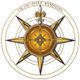 Goldfarbener Kompass mit Lilie und lateinischem Schriftzug „Cultus Atque Humanitas“.