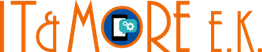 Logo von IT & MORE e.K. in orange Schrift mit einem Smartphone-Symbol im "O".