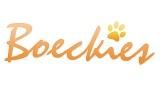 Schriftzug "Boeckies" in Orange mit Pfotenabdruck über dem "i".
