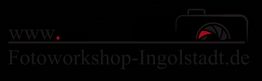 Schwarzes Logo mit Schrift "Fotoworkshop-Ingolstadt.de" und Kamera-Symbol rechts.
