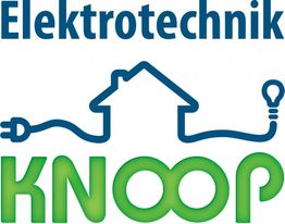 Text: "Elektrotechnik Knoop" mit Hausumriss, Kabel und Glühbirne als Logo-Elemente.