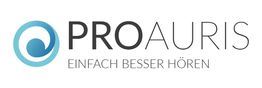 Logo von "ProAuris" mit blauem Kreis und Slogan "Einfach besser hören".