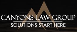 Canyons Law Group logo with "Solutions Start Here" text and mountain graphic.