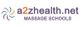 a2zhealth.net logo with colorful swirl and text "MASSAGE SCHOOLS."