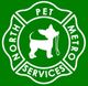 White silhouette of a dog with a leash, surrounded by the text "North Metro Pet Services."