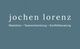 „jochen lorenz: Mediation, Teamentwicklung, Konfliktberatung“ auf blauem Hintergrund.