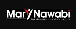 Logo with text: "MarY Nawabi, Inspiring people and changing lives," on black background.