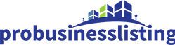 Logo with the text "probusinesslisting" and building icons above the letters.