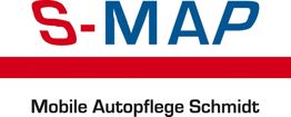 Logo: "S-MAP" in blau und rot, darunter "Mobile Autopflege Schmidt" in schwarz.