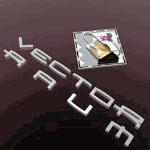 3D-Text "Vectorauraum", darüber ein Quadrat mit einem goldenen Vorhängeschloss.