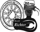 Motorradreifen und Motor mit Text "Harald Richter" und "www.politeur.de".
