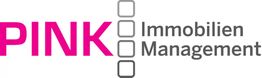 Logo mit Text "PINK Immobilien Management" in Pink und Grau, drei Leisten an der Seite.