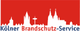 Logo von Kölner Brandschutz-Service mit Kölner Skyline auf rotem Hintergrund.