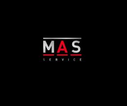 Schwarzer Hintergrund mit "MAS SERVICE"-Logo in Rot und Weiß.