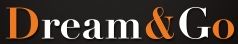 Texto "Dream&Go" en letras blancas y naranjas sobre fondo negro.