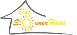 Logo in Form eines Hausumrisses mit Text "Das SonnenHaus" und einer stilisierten Sonne.