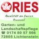 Logo für Gartenpflege: "Qualität zu fairen Preisen" mit Telefonnummer und Adresse in Lichtenstein.