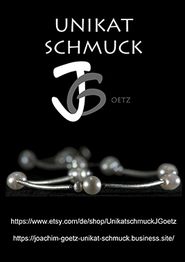 Schwarzer Hintergrund mit Text "Unikat Schmuck" und einer Kette, zwei Links unten.