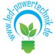 Logo mit Glühbirne und Blättern, Text: www.led-powertechnik.de.